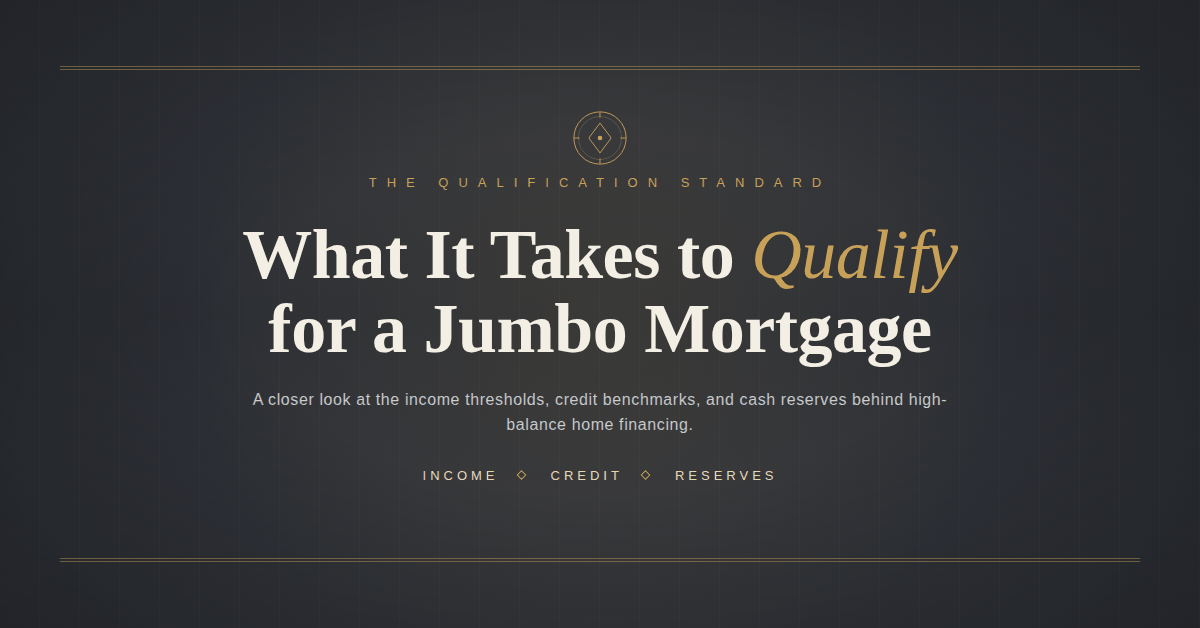 jumbo mortgage loan requirements income, credit score & reserves explained